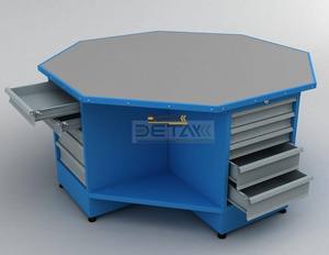 Banco DE TRABAJO ESD octogonal de acero personalizable de alta calidad, uso de fábrica, Detay profesional, garantía de 3 años, 183x183x90cm DT-15-014 - Product Image 2