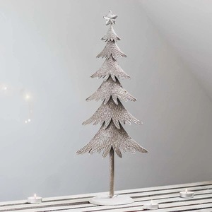 Escultura de árbol de Navidad de Metal brillante plateado, decoración elegante de vacaciones, mesa de salón, escritorio, acento festivo de temporada - Product Image 4