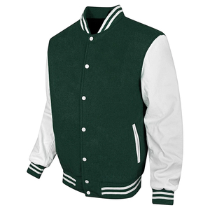 Veste d'université personnalisée pour hommes avec broderie Manches en cuir Logo à l'avant Veste d'université Letterman en toile pour l'hiver - Product Image 4