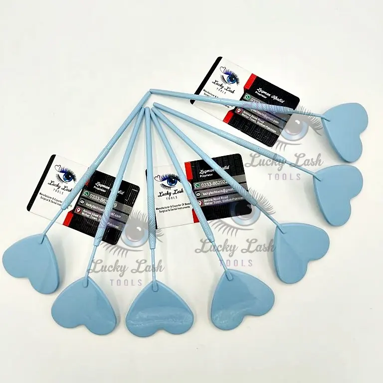 Specchio per extension ciglia di colore blu per bambini con specchietti per ciglia con etichetta privata a forma di cuore per strumenti per ciglia logo personalizzato