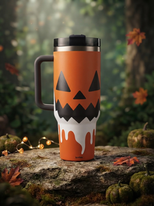 แก้วน้ำสแตนเลสพิมพ์ลายตามสั่ง Kochav Halloween Pumpkin ขนาด 40 ออนซ์ แก้วน้ำเก็บความร้อนแบบพกพาสำหรับผู้ใหญ่ ใช้กลางแจ้ง - Product Image 2