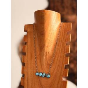 Eli Skeets Golden Hills Turquoise & Sterling <b>Silver</b> Bar <b>Necklace</b> for Gift Occasions - Product Image 2