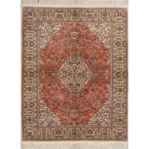 Alfombra de Lana Anudada a Mano Aalam, Diseño de Medallón Rojo y Naranja, 9x12, Alfombra para Pasillo, Decoración para Sala de Estar, para Adolescentes - Product Image 1