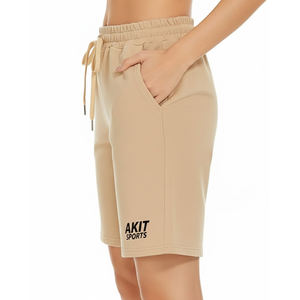 Shorts décontractés pour femmes à taille haute avec logo personnalisable, respirants, 100% coton, style streetwear, commandes en gros - Product Image 3