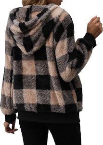 Wholesale Customize Womens Oversized <b>Sherpa</b> Pullover <b>Hoodie</b> with Pockets Fuzzy <b>Fleece</b> Sweatshirt Plaid Fluffy Hoodies - Product Image 6