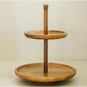 Handcrafted Sheesham Wood 2 Tier Cake Stand Round Wooden Cupcake Dessert Display Stand Elegant For Wedding Birthday Party - Product Image 3