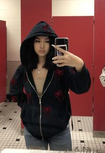 Sudaderas con Capucha Y2K para Mujer, Estilo Gótico Vintage, Estampado Gráfico, Sudadera Holgada de Manga Larga, Chaquetas Casuales, Sudaderas con Pedrería - Product Image 2