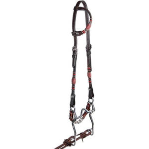 บังเหียนแบบสวมศีรษะหนังม้าหนึ่งใบหูสองข้างเสริมความแข็งแรงทำด้วยมือสไตล์ตะวันตก - Product Image 2