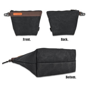 Premium Quality Waxed Canvas Tool Pouch | 4 Pack Heavy Duty Electrician <b>Bags</b> | Zipper Organizer Pouches with Metal <b>Clip</b> - Product Image 4