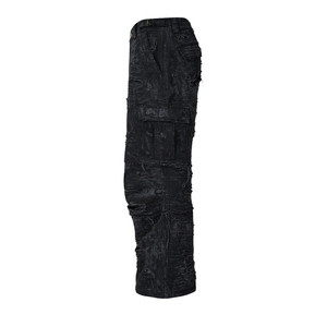 Personalizado Nueva Moda Casual Slim Fit Recubierto Multi-Bolsillo Recto Desgastado Destruido Baggy Doble Capa Cargo Jeans Pantalones Cintura - Product Image 3