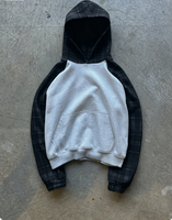 Sweat à capuche zippé pour homme en tissu gaufré de haute qualité, imprimé DTG, avec logo personnalisé et couleurs de patchs sur mesure.