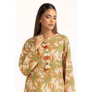 Conjunto de Dos Piezas Casual para Mujer, Estampado Beige, para Primavera/Verano, Talla XS/XS, Tops Cortos - Product Image 4