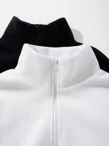 Mode polaire sweats à capuche Patchwork surdimensionné demi fermeture éclair veste manteau personnalisé 100% laine d'agneau sweat hommes veste service OEM - Product Image 4