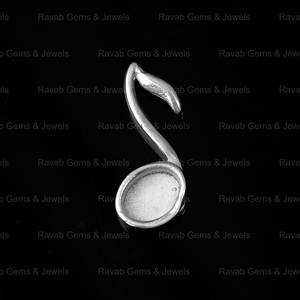 Dije de Plata de Ley 925 con Diseño de Notas Musicales de 6x8 mm, Engaste de Bisel, Semi-Montado, para Resina, Cenizas, Joyería Fina - Product Image 5