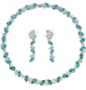 Collar de diamantes de moissanita de forma redonda blanca Collar personalizado de Plata de Ley 925 - Product Image 1