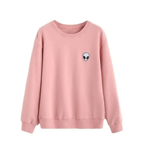2023 suéter de gran tamaño bordado para mujer, de cuello redondo Sudadera con capucha, ropa de calle con logotipo personalizado, tela de punto de algodón liso - Product Image 3