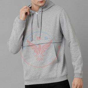 Winter <b>Men's</b> <b>Half</b>-<b>Zip</b> Hoodies Solid Color Customized Logo Eco-Friendly <b>Fleece</b> Fashion Clothing - Product Image 4