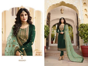 Nuevo diseño de calidad superior satén Georgette y trabajo de bordado y piedra Salwar Kameez de proveedor indio - Product Image 2