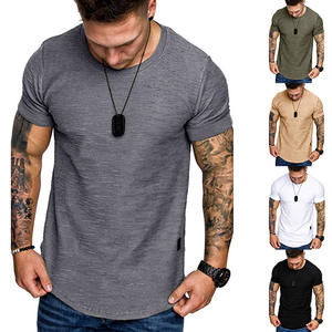 Venta al por mayor de nuevas camisetas de algodón flameado para hombres de moda de cuello redondo Casual Camiseta de manga corta para hombres - Product Image 2