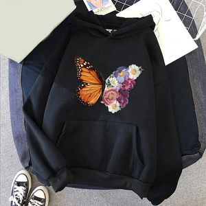 Nouvel arrivage de sweat à capuche pour femmes ensemble sweat 50 coton 50 polyester à manches longues imprimé surdimensionné pull à capuche en gros noir - Product Image 3