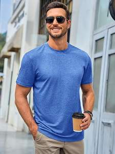 เสื้อยืดแขนสั้นสำหรับผู้ชายแบบเรียบง่ายและน้ำหนักเบาเหมาะสำหรับผลิตในยี่ห้อ OEM ODM - Product Image 2