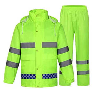 Conjunto de chubasquero reflectante impermeable para exteriores, traje de lluvia de alta visibilidad para construcción, uniformes de seguridad de fábrica, hecho de poliéster térmico - Product Image 4