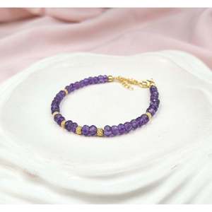 AAA+ Handmade Amethyst Ball <b>Bracelet</b> <b>Gemstone</b> Jewelry with Garnet Opal Onyx Pearl Jade for Christian Occasions Gift Idea - Product Image 2