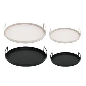 ENSEMBLE de 2 plateaux en métal moderne noir charbon de bois pour la maison hôtel Restaurant Bar ustensiles de cuisine Table décorative - Product Image 4