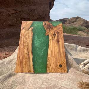 เขียงทำด้วยมือทำจากเรซินสองสีทั่วพื้นผิวไม้เหมาะสำหรับขนมขนมหวานและอาหารมื้อเล็กๆ - Product Image 4