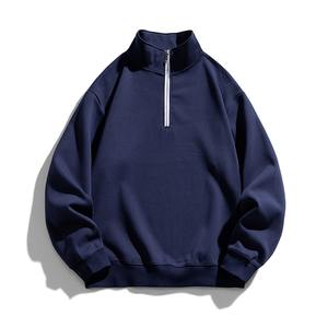 Stylish Custom Letter Embroidery Half Zip up <b>Mock</b> <b>Neck</b> Sweatshirt Fleece Quarter Zipper Oversized Sweatshirt Oversize Pullover - Product Image 6