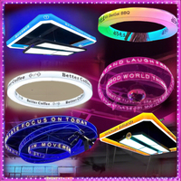 Enseigne au néon circulaire suspendue en acrylique LED industrielle, lettres lumineuses personnalisées, bar, salle de jeux, anneau décoratif