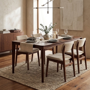 Solid Teak Wood <b>Dining</b> Table Natural <b>Brown</b> Antique Finish Rectangular Wooden Table Woven Rope <b>Chairs</b> Setup Art Design Decor - Product Image 4