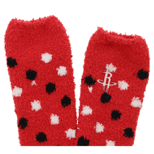 Fbf Originals Calcetines hasta la rodilla con lunares para mujer de los Houston Rockets, calcetines deportivos de invierno de punto peludo en rojo, blanco y negro - Product Image 4