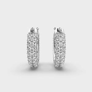 Boucles d'oreilles créoles Huggie personnalisées OEM avec diamants pavés, en argent sterling 925 massif, créoles épaisses articulées, fabricant de bijoux fins - Product Image 1