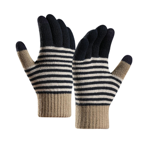 Fournisseur du Bangladesh Prix bas Dernier design Gants en laine d'hiver personnalisés à doigts entiers Tricotés rayés Chauds - Product Image 2