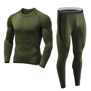 Conjunto de 2 Piezas de Ropa Deportiva para Hombre, Camiseta de Compresión para Gimnasio, Fitness, Yoga, Pantalones, Leggings Transpirables, Sin Costuras, Diseño Sólido, Capa Base - Product Image 4