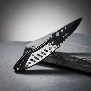 Cuchillo con bloqueo automático Wallis K273634, mango de metal negro y plateado - Product Image 5