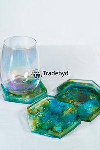 Posavasos de Resina de Lujo, 4x4 Pulgadas, Cuadrados, Hechos a Mano, Juego de Posavasos para Protección de Mesa, Multicolores, Tradebyd - Product Image 4