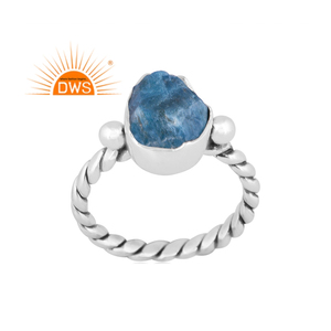 Handmade Oxidized Sterling <b>Silver</b> Natural Apatite Gemstone <b>Statement</b> <b>Ring</b> Jewelry For Women Gift For Her - Product Image 1