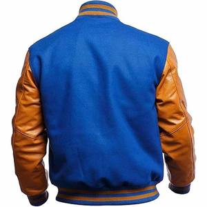 Varsity Jacket with Leather Sleeves Printed Embroidered Letters Size Wholesale Cropped Varsity Jackets - Product Image 6