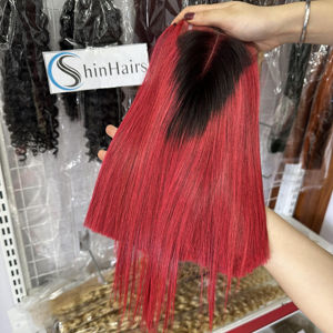 2024 Tendance Chaude Court Rouge Bob Perruque avec Transparent HD Lace Front Fermeture Bonestraight Vietnamien Cheveux Humains Lace Frontal - Product Image 4