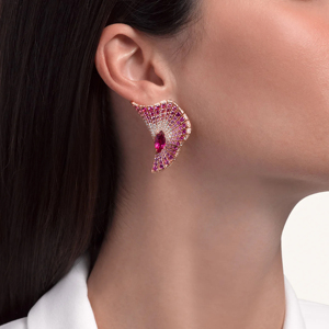 Pendientes de Diamantes y Zafiro Rosa de Lujo para Mujer, Oro Rosa de 18K, Rubí Marquesa, Joyería Fina - Product Image 3