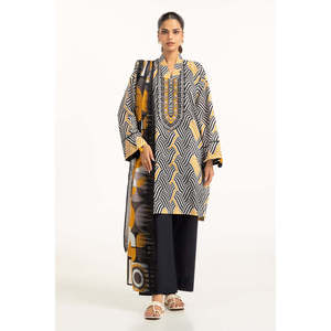 Conjunto de Camisa y Dupatta Estampados de Chifón Estilo Bohemio para Primavera/Verano IUSTKD-730 - Product Image 5