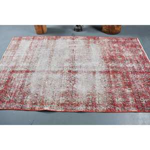 พรมขนสัตว์ตุรกีสีเบจสีแดงขนาด4.5x7.4ฟุตแนววินเทจคลาสสิกสี่เหลี่ยมผืนใหญ่งานเย็บปะติดพื้นผิวแบบแอบสแตรกต์ขนาด10มม. สำหรับโถงทางเดินห้อง - Product Image 3