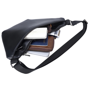 Sac de poitrine minimaliste en cuir véritable, sac à bandoulière, fermeture à glissière, imperméable, usage quotidien, toutes saisons, pour homme - Product Image 2