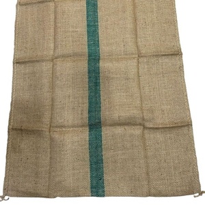 Grade Food (VOT) Natural (MOT) 100% Jute Eco-Friendly Biodegradable <b>Moisture</b>-<b>Absorbent</b> 43"x29" 2.25 Lbs Green Stripe Middle <b>Bags</b> - Product Image 5