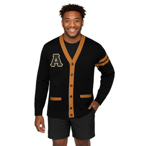 Cardigan universitaire tricoté pour hommes pull avec lettres et écussons veste d'hiver décontractée à col en V style universitaire vêtements d'extérieur en laine/acrylique anti-boulochage - Product Image 4