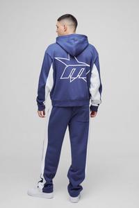 Hot Selling Custom Logo <b>Navy</b> Oversized Boxy Fit Homme Star Panelled Zip Through Hoodi for Men Cotton Blended New Design Hoodies - Product Image 4