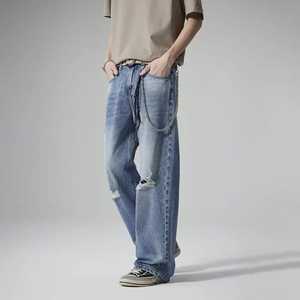 Premium Black Ripped Jeans Slim Fit Premium Distressed Denim Élégant Confortable pour les fêtes d'hiver Hip Hop Voyage Usage quotidien - Product Image 1