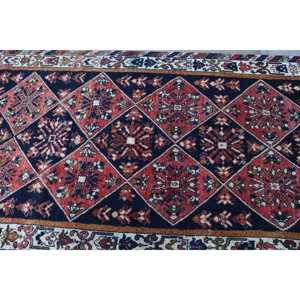Turkish Rug, 3.9x10.4 ft Vintage Rug, <b>Red</b> Polka dot <b>Wool</b> Rug - Product Image 5